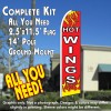HOT WINGS (Red) Flutter Feather Banner Flag Kit (Flag, Pole, & Ground Mt)