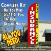 Insurance Auto, Home, Life (Red/Yellow) Windless Feather Banner Flag Kit (Flag, Pole, & Ground Mt)