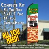 LARGE PIZZA (Fresh Hot) $5 Flutter Feather Banner Flag Kit (Flag, Pole, & Ground Mt)
