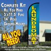 Laundromat (Blue/Yellow) Windless Feather Banner Flag Kit (Flag, Pole, & Ground Mt)