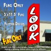 LOOK (Red/White) Flutter Feather Banner Flag (11.5 x 3 Feet)
