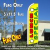 LUNCH SPECIAL (Yellow) Flutter Feather Banner Flag (11.5 x 3 Feet)