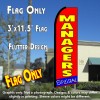 MANAGER'S SPECIAL (Red/Yellow) Flutter Feather Banner Flag (11.5 x 3 Feet)