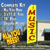 MUSIC (Yellow) Flutter Feather Banner Flag Kit (Flag, Pole, & Ground Mt)