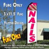 NAILS (White/Pink) Flutter Feather Banner Flag (11.5 x 3 Feet)