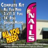 Nails (Pink/White) Windless Feather Banner Flag Kit (Flag, Pole, & Ground Mt)