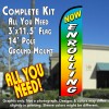 Now Enrolling (Multicolor) Windless Feather Banner Flag Kit (Flag, Pole, & Ground Mt)