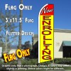NOW ENROLLING (Yellow/Red) Flutter Polyknit Feather Flag (11.5 x 2.5 feet)
