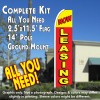 NOW LEASING (Yellow/Red) Flutter Feather Banner Flag Kit (Flag, Pole, & Ground Mt)