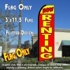 NOW RENTING (Yellow/Red) Flutter Feather Banner Flag (11.5 x 3 Feet)