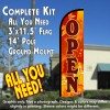 Open (Fall Theme) Windless Feather Banner Flag Kit (Flag, Pole, & Ground Mt)