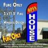 Open House (Red/Blue) Windless Polyknit Feather Flag (3 x 11.5 feet)