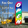 OPEN (Multi-colored) Flutter Feather Banner Flag (11.5 x 3 Feet)