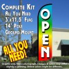 Open (Multi-colored) Windless Feather Banner Flag Kit (Flag, Pole, & Ground Mt)
