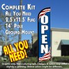 Open (Patriotic) Windless Feather Banner Flag Kit (Flag, Pole, & Ground Mt)