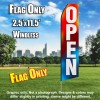 Open (Red & Blue/White Letters) Flutter Feather Flag Only (3 x 11.5 feet)