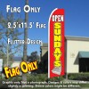 OPEN SUNDAYS (Calendar) Flutter Feather Banner Flag (11.5 x 2.5 Feet)