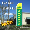 OPEN SUNDAYS (Green/Yellow) Flutter Feather Banner Flag (11.5 x 2.5 Feet)