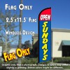OPEN SUNDAYS (Red/Blue) Windless Feather Banner Flag (2.5 x 11.5 Feet)