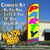 PARTY RENTALS (Yellow/Blue) Flutter Feather Banner Flag Kit (Flag, Pole, & Ground Mt)