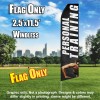 Personal Training (Black and White) Flutter Feather Flag Only (3 x 11.5 feet)