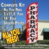 Pharmacy (Red/Pills) Windless Feather Banner Flag Kit (Flag, Pole, & Ground Mt)
