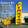 PINATAS (Yellow) Flutter Feather Banner Flag Kit (Flag, Pole, & Ground Mt)