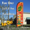 PIZZA BY THE SLICE (Orange) Flutter Feather Banner Flag (11.5 x 3 Feet)