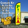 PIZZA (Yellow) Windless Feather Banner Flag Kit (Flag, Pole, & Ground Mt)