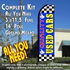 QUALITY USED CARS (Blue/Checkered) Flutter Feather Banner Flag Kit (Flag, Pole, & Ground Mt)