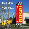 QUALITY USED CARS (Red/Checkered) Flutter Feather Banner Flag (11.5 x 3 Feet)