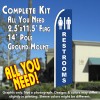 RESTROOMS (Blue) Flutter Feather Banner Flag Kit (Flag, Pole, & Ground Mt)