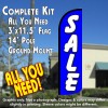 Sale (Blue) Windless Feather Banner Flag Kit (Flag, Pole, & Ground Mt)
