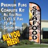 SEAFOOD Premium Windless Feather Banner Flag Kit (Flag, Pole, & Ground Mt)