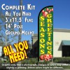 Season's Greetings (Green) Windless Feather Banner Flag Kit (Flag, Pole, & Ground Mt)