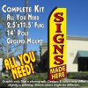 SIGNS MADE HERE (Yellow/Red) Flutter Feather Banner Flag Kit (Flag, Pole, & Ground Mt)