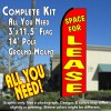 SPACE FOR LEASE (Red) Flutter Feather Banner Flag Kit (Flag, Pole, & Ground Mt)