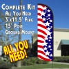 AMERICA'S STAR SPANGLED Windless Feather Banner Flag Kit (Flag, Pole, & Ground Mt)