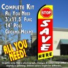 STOP SAVE HERE (Yellow/Red) Flutter Feather Banner Flag Kit (Flag, Pole, & Ground Mt)