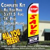 STOP SAVE NOW (Yellow/Blue) Flutter Feather Banner Flag Kit (Flag, Pole, & Ground Mt)