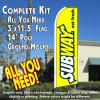 SUBWAY (Yellow) Flutter Feather Banner Flag Kit (Flag, Pole, & Ground Mt)