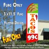 TACOS 99 Cents (Tri-colored) Flutter Feather Banner Flag (11.5 x 3 Feet)