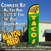Tacos (Green) Windless Feather Banner Flag Kit (Flag, Pole, & Ground Mt)
