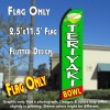 TERIYAKI BOWL (Green/White) Flutter Polyknit Feather Flag (11.5 x 2.5 feet)