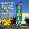 Tire Sale (Light Blue/Checkered) Windless Feather Banner Flag Kit (Flag, Pole, & Ground Mt)
