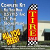 TIRE SALE (Red/Checkered) Flutter Feather Banner Flag Kit (Flag, Pole, & Ground Mt)