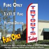 TRYOUTS TODAY (White) Flutter Feather Banner Flag (11.5 x 3 Feet)