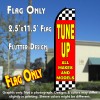 TUNE UPS ALL MAKES AND MODELS (Red/Checkered) Flutter Polyknit Feather Flag (11.5 x 2.5 feet)