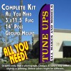 TUNE UPS All Makes and Models (Purple/White) Flutter Feather Banner Flag Kit (Flag, Pole, & Ground Mt)