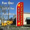 UNDER NEW MANAGEMENT (Red) Flutter Feather Banner Flag (11.5 x 3 Feet)